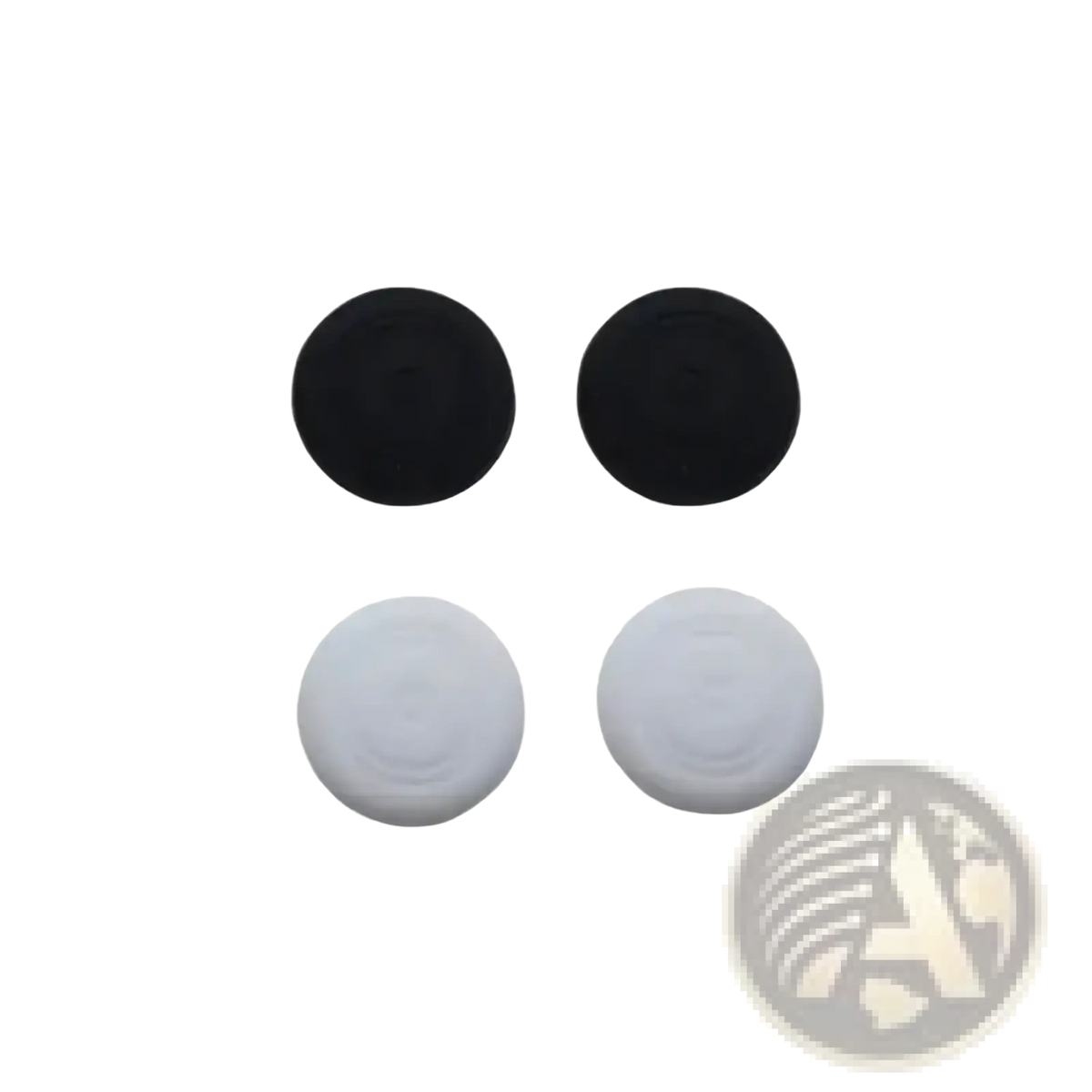Black and white silicone thumbsticks for Nintendo Switch 2 gaming controllers in sports accessory bundle