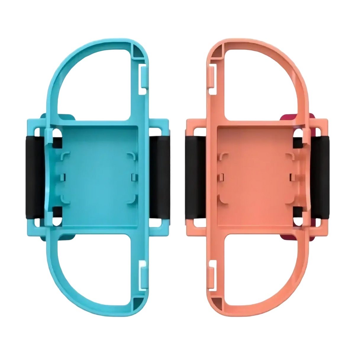 Nintendo Switch 2 sports accessory bundle with two colorful plastic joy-con grip holders in teal and coral pink