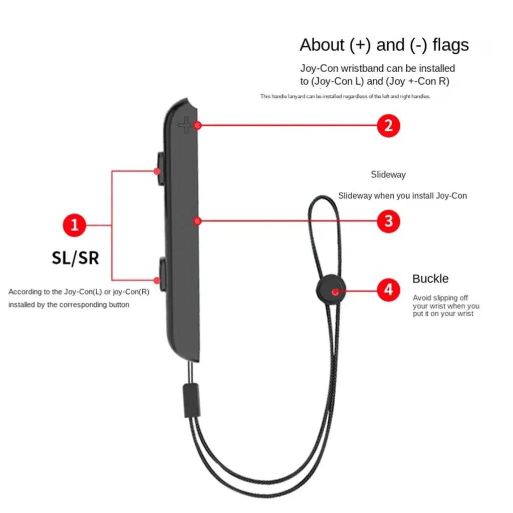 Black nintendo switch joy con wrist strap with textured grip and adjustable band for secure handheld gaming use