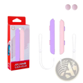 Nintendo Switch joy con wrist straps and thumb grips in pastel purple and pink silicone with white wrist straps