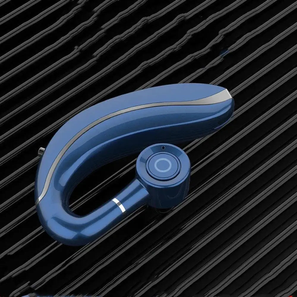 Blue arbaglobal active noise cancelling wireless earbud with sleek curved design and silver accent stripes