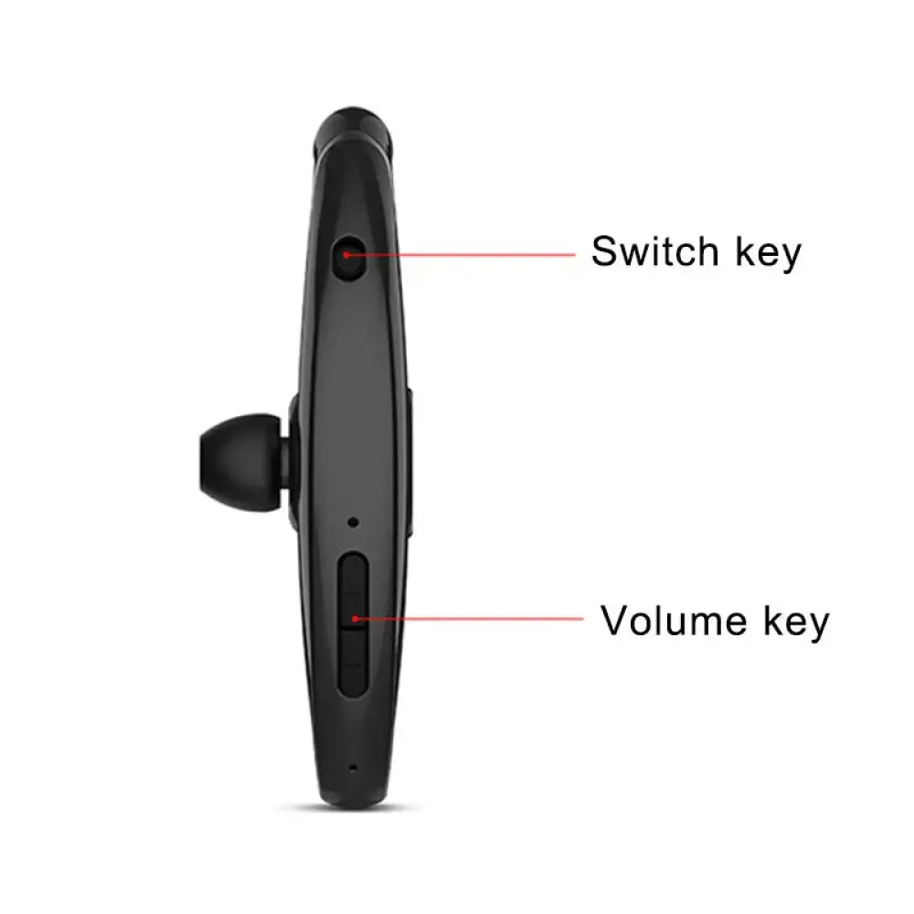 Black arbaglobal active noise cancelling wireless earbud showing side switch key and volume key controls