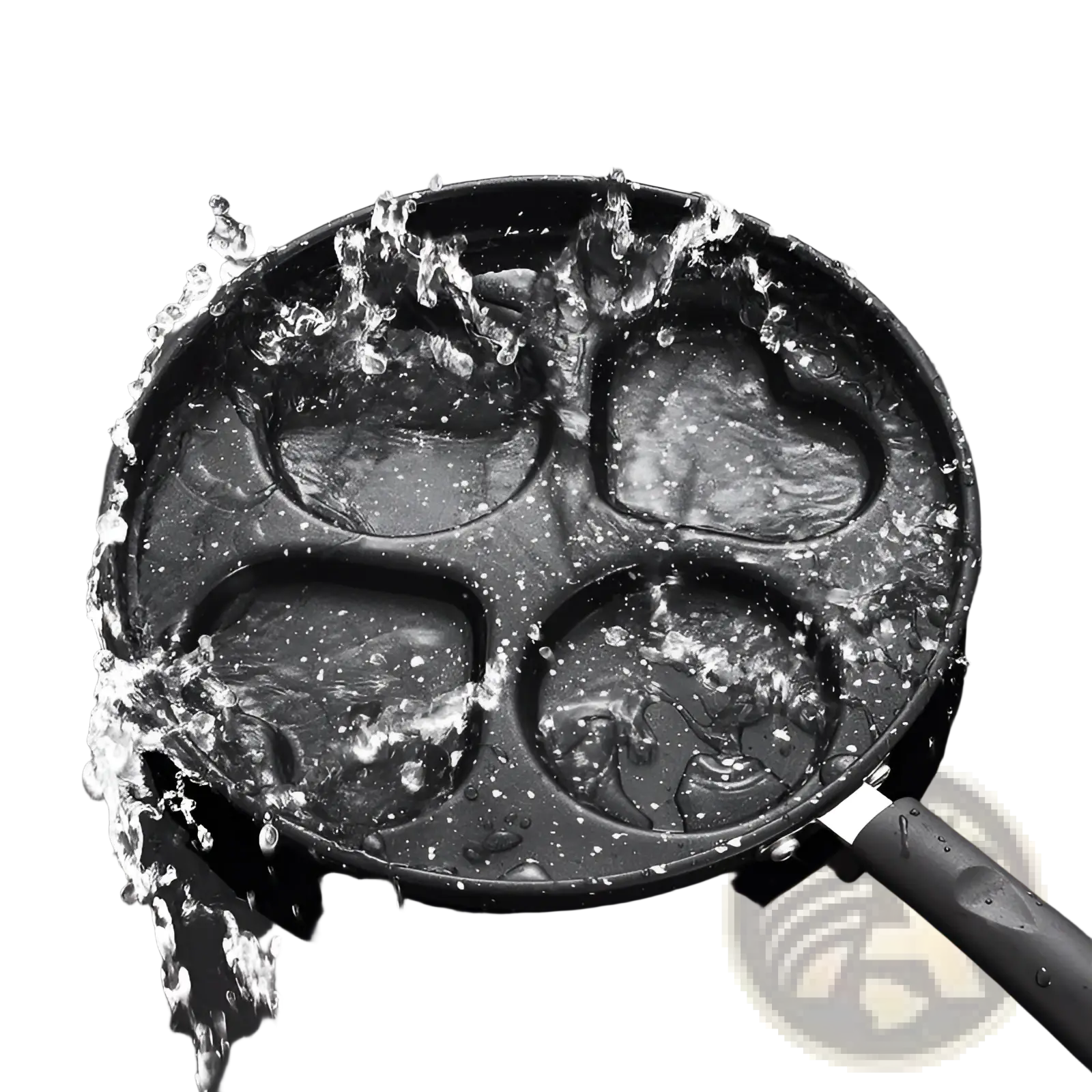 Black non-stick heart pancake pan 25cm with four molds made of medical stone for easy cooking
