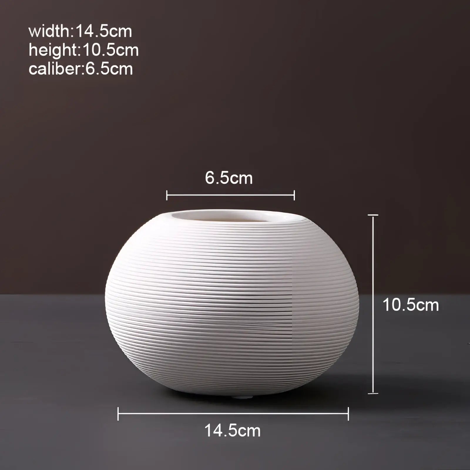 Nordic white ribbed ceramic vase with horizontal texture for modern home decor