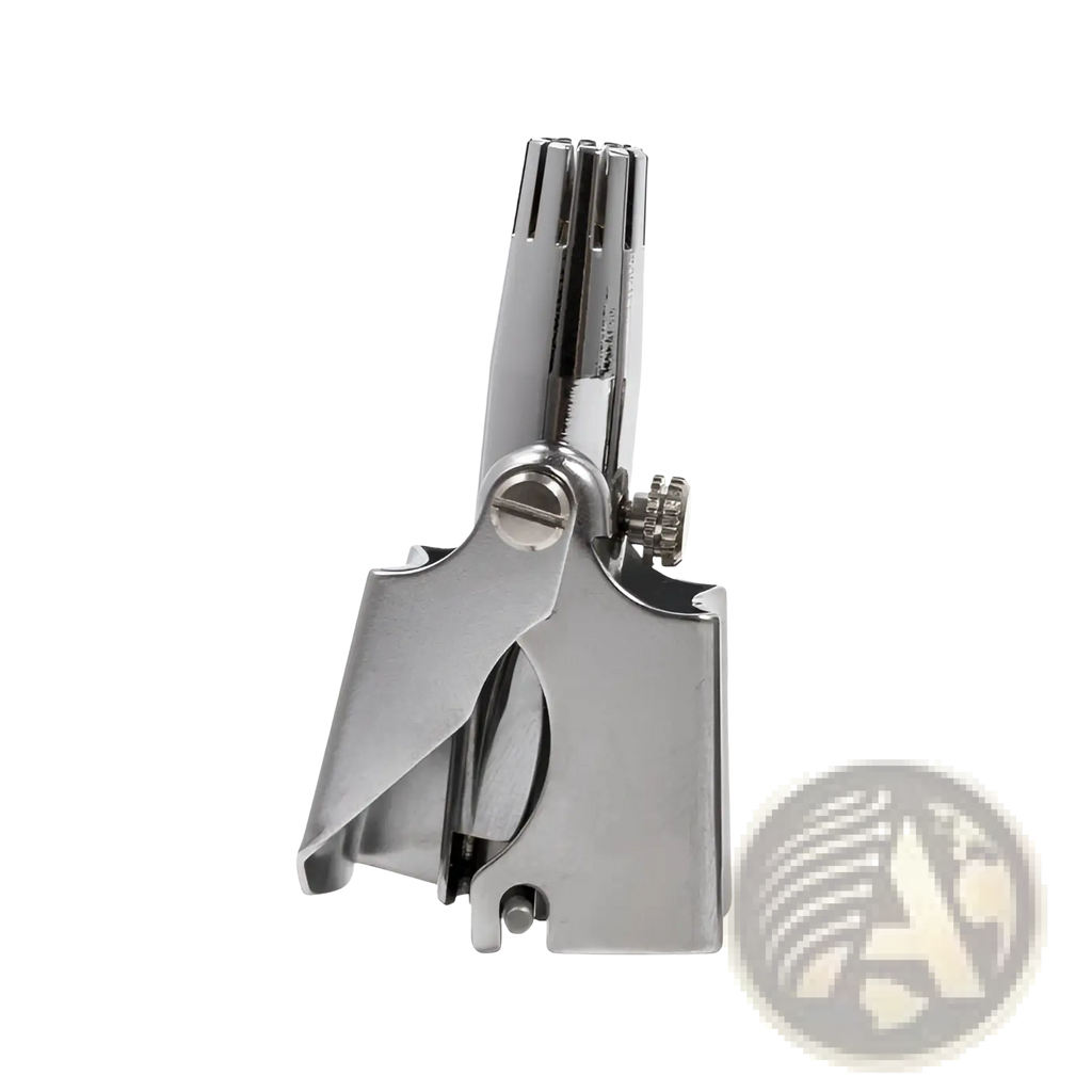 Silver metal nose clip with adjustable mechanism and textured grip for waterproof steel nose hair trimmer grooming kit