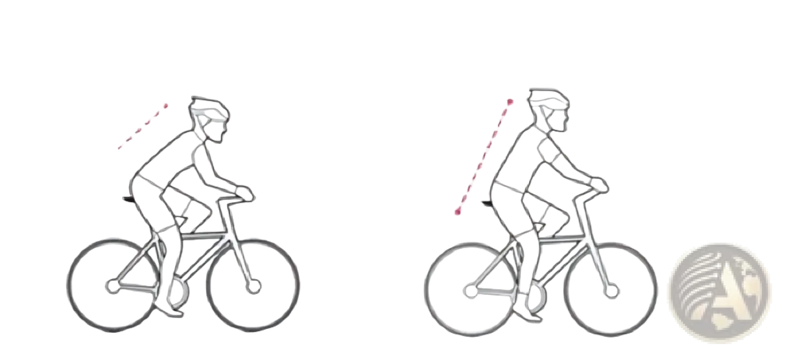 The image shows two cycling postures with angle indicators illustrating comfort using a noseless ergonomic long distance bike saddle