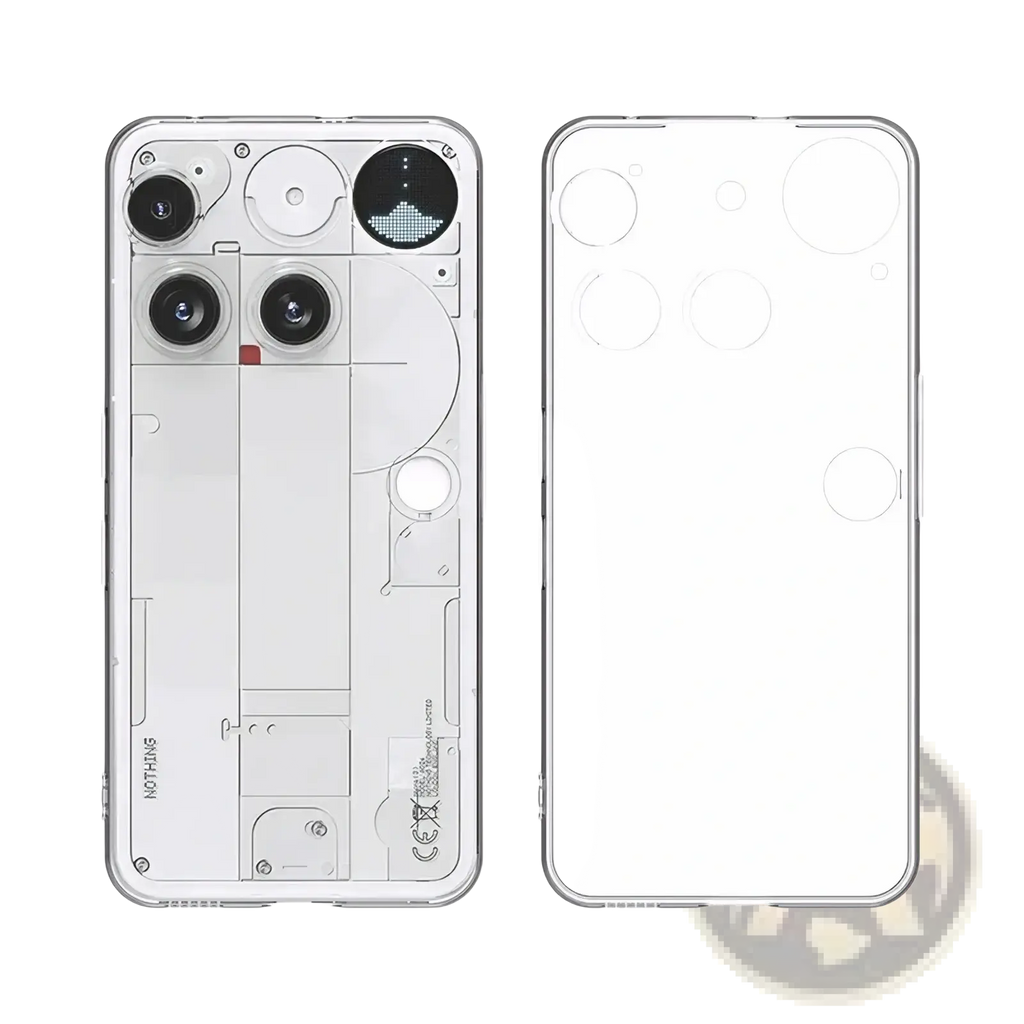 Clear tpu phone case in transparent design showing precise cutouts for triple-camera and buttons on the back of nothing phone 3