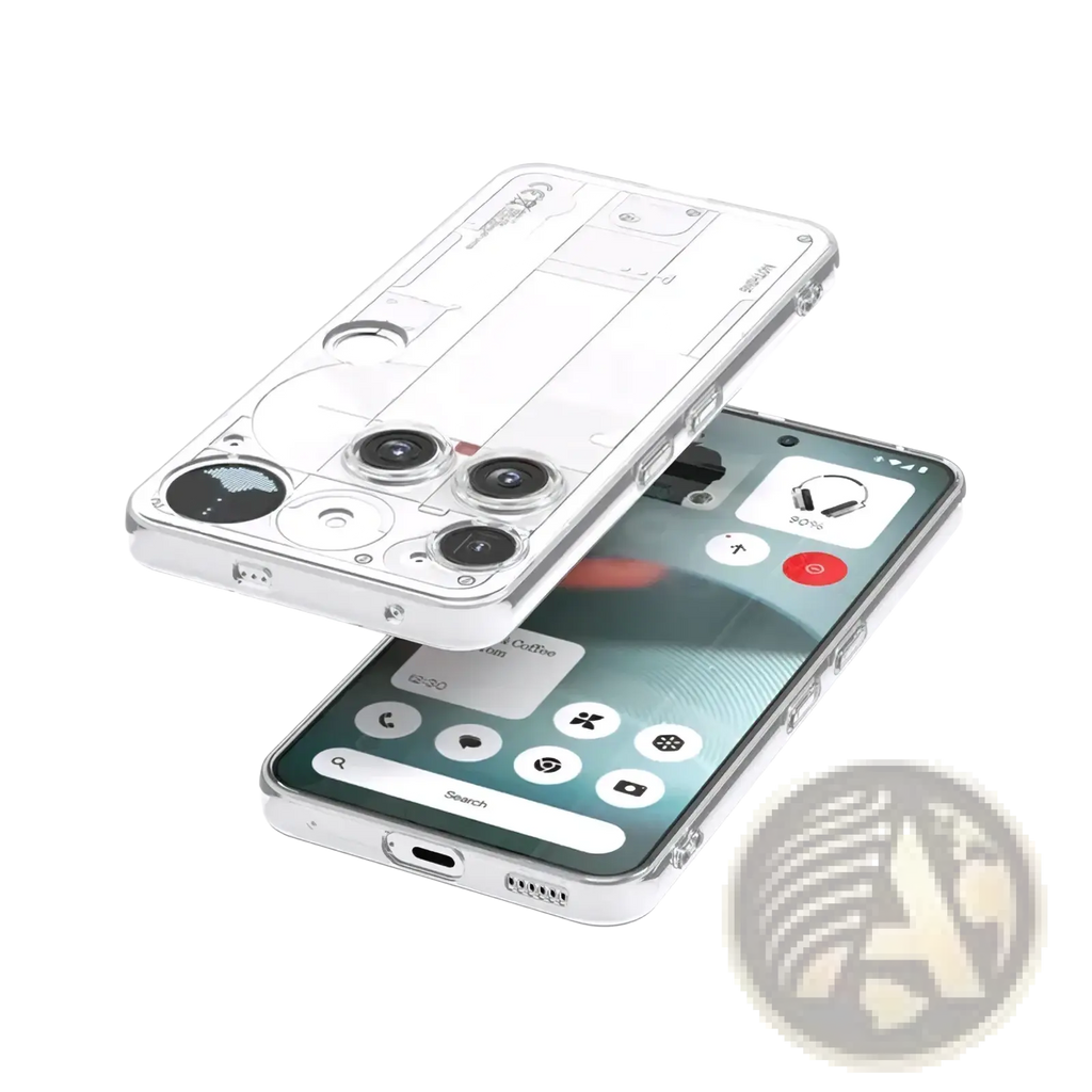 Clear tpu case for Nothing Phone 3 showing the back with precise cutouts for camera module and buttons