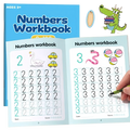 Blue numbers tracing and math practice workbook for ages 3 to 6 with colorful illustrations and tracing exercises