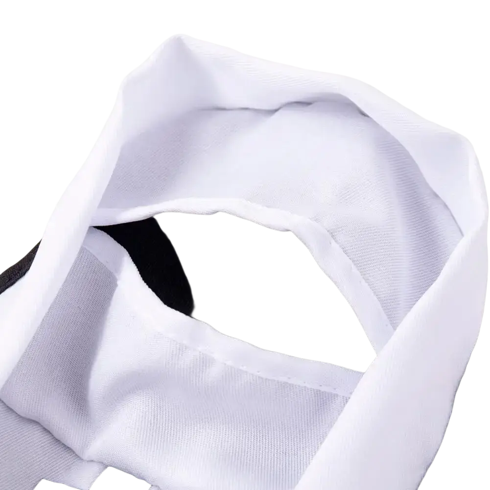 White and black mesh breathable fabric of a nun costume pet costume for medium dogs with a structured design