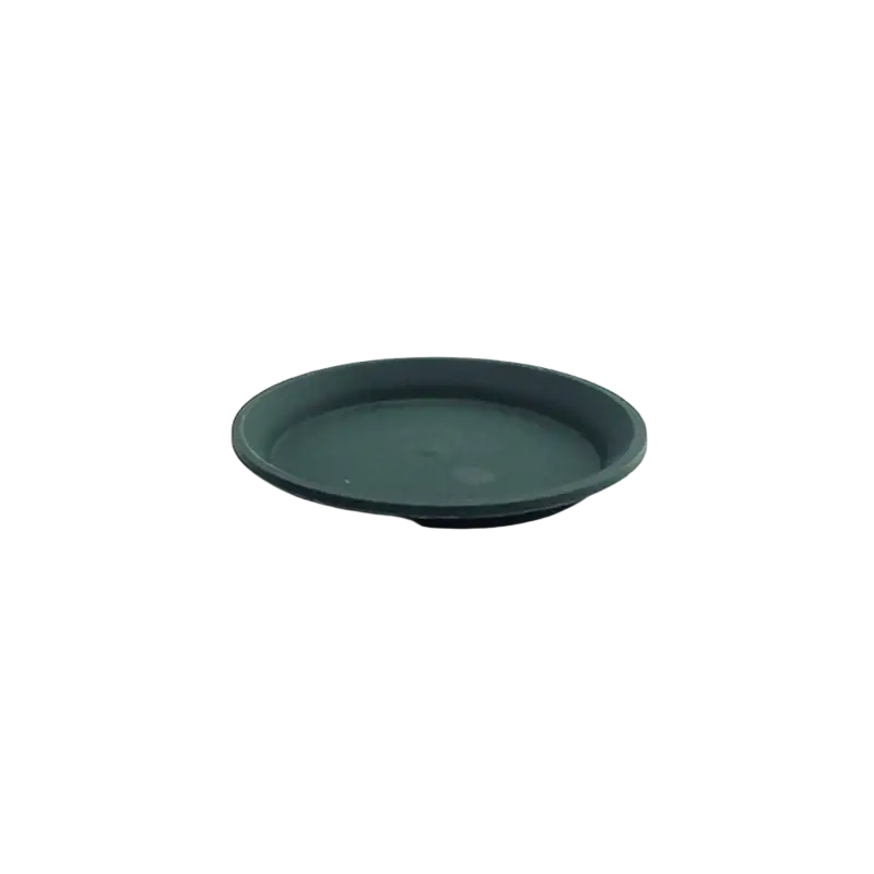 Dark green plastic nursery pots tray from 5pcs plastic flower pot set for efficient plant drainage and support