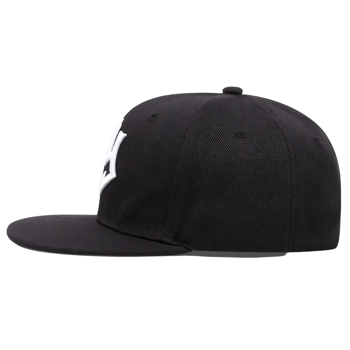 Black snapback cap with white embroidered ny logo on front, ideal for hip hop style and casual wear