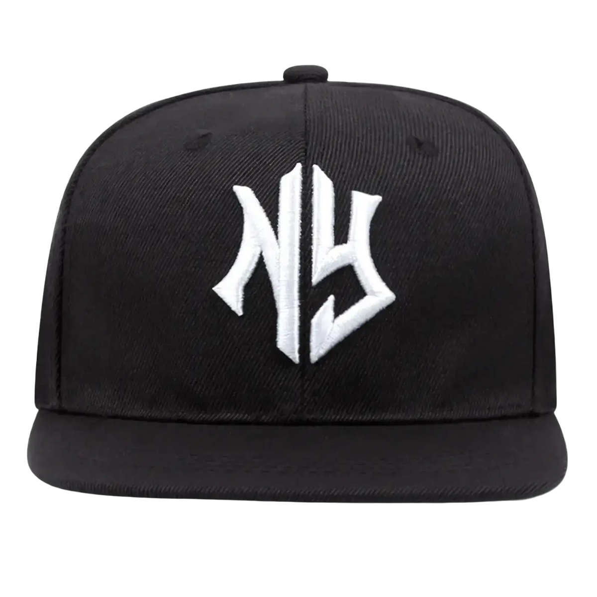 Black snapback hip hop hat with bold white embroidered ny logo perfect for hip hop style and streetwear