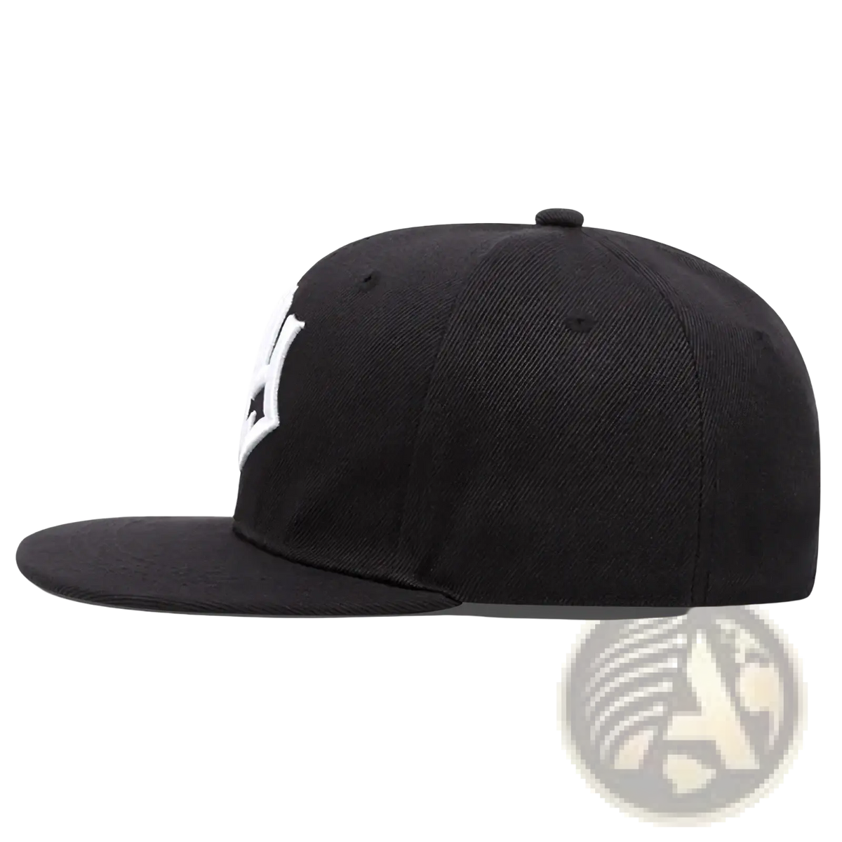 Black snapback cap with white embroidered ny logo on front, ideal for hip hop style and casual wear
