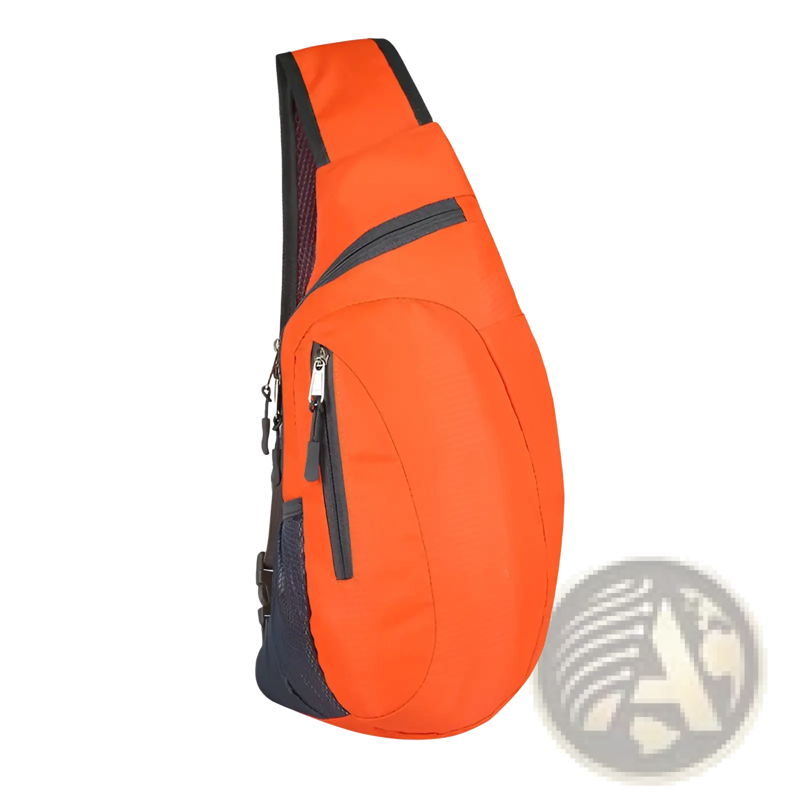 Bright orange nylon sling bag with black accents and zipper details designed as a waterproof crossbody shoulder backpack