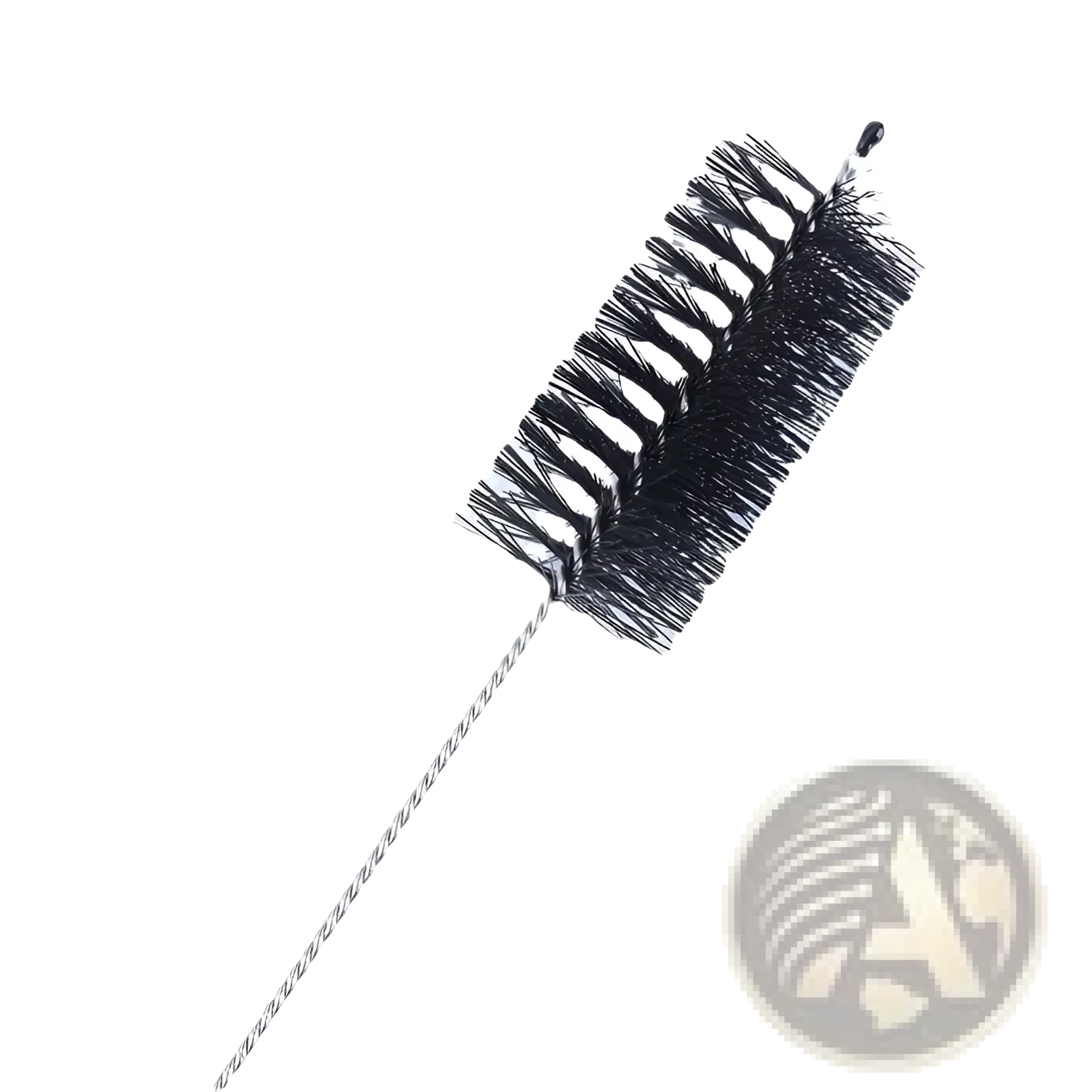 Black bristle nylon straw cleaning brush with silver stainless steel chain handle from 10 piece set
