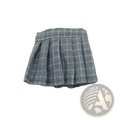 Ob11 doll pleated mini skirt in gray plaid textured woven fabric designed for school outfit use