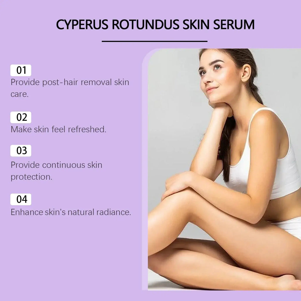 Oceaura hair removal cream for women 60ml in a sleek minimalist bottle with dropper applicator featuring cyperus rotundus serum