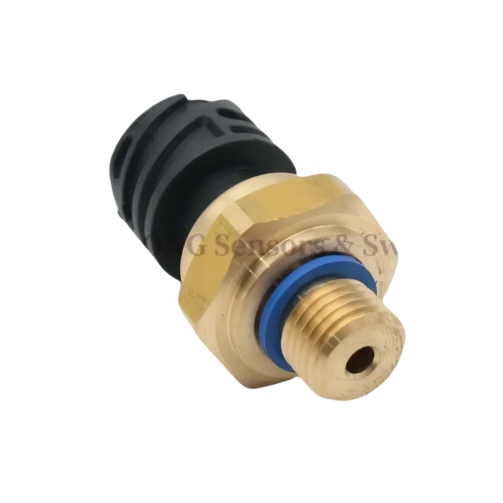 Oil pressure sensor for Daf CF XF 2126981 gold-colored brass with black rubber connector and blue o-ring