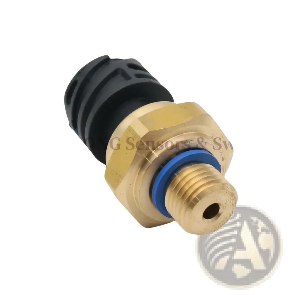 Oil pressure sensor for Daf CF XF 2126981 gold-colored brass with black rubber connector and blue o-ring