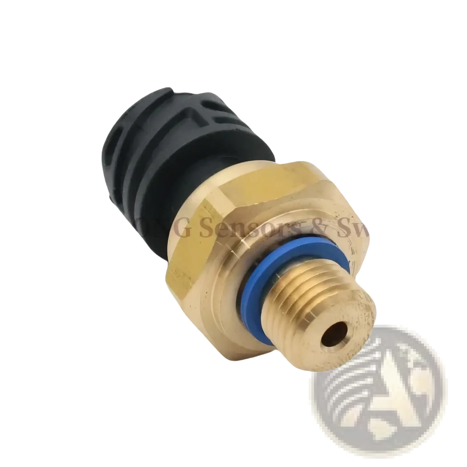 Oil pressure sensor for Daf CF XF 2126981 gold-colored brass with black rubber connector and blue o-ring