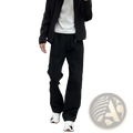 Black cargo pants with multiple pockets and a relaxed fit made of cotton for mens workwear use
