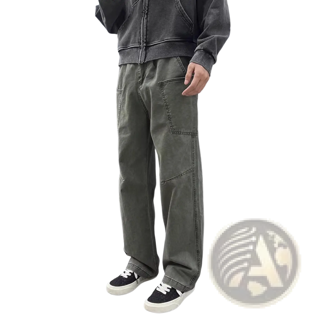 Olive green cargo pants mens cotton workwear with multiple pockets and a relaxed fit for durability and comfort