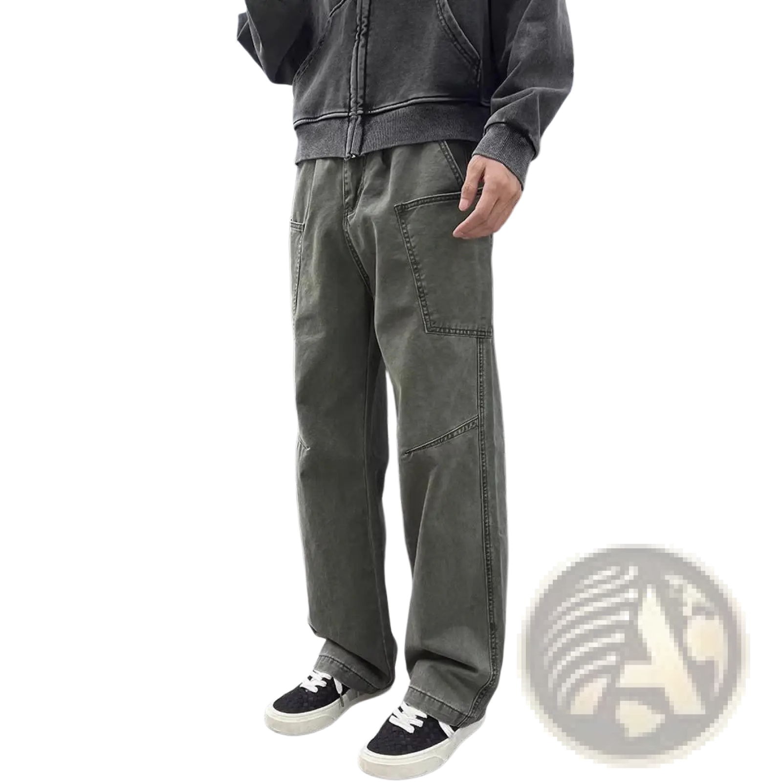 Olive green cargo pants mens cotton workwear with multiple pockets and a relaxed fit for durability and comfort