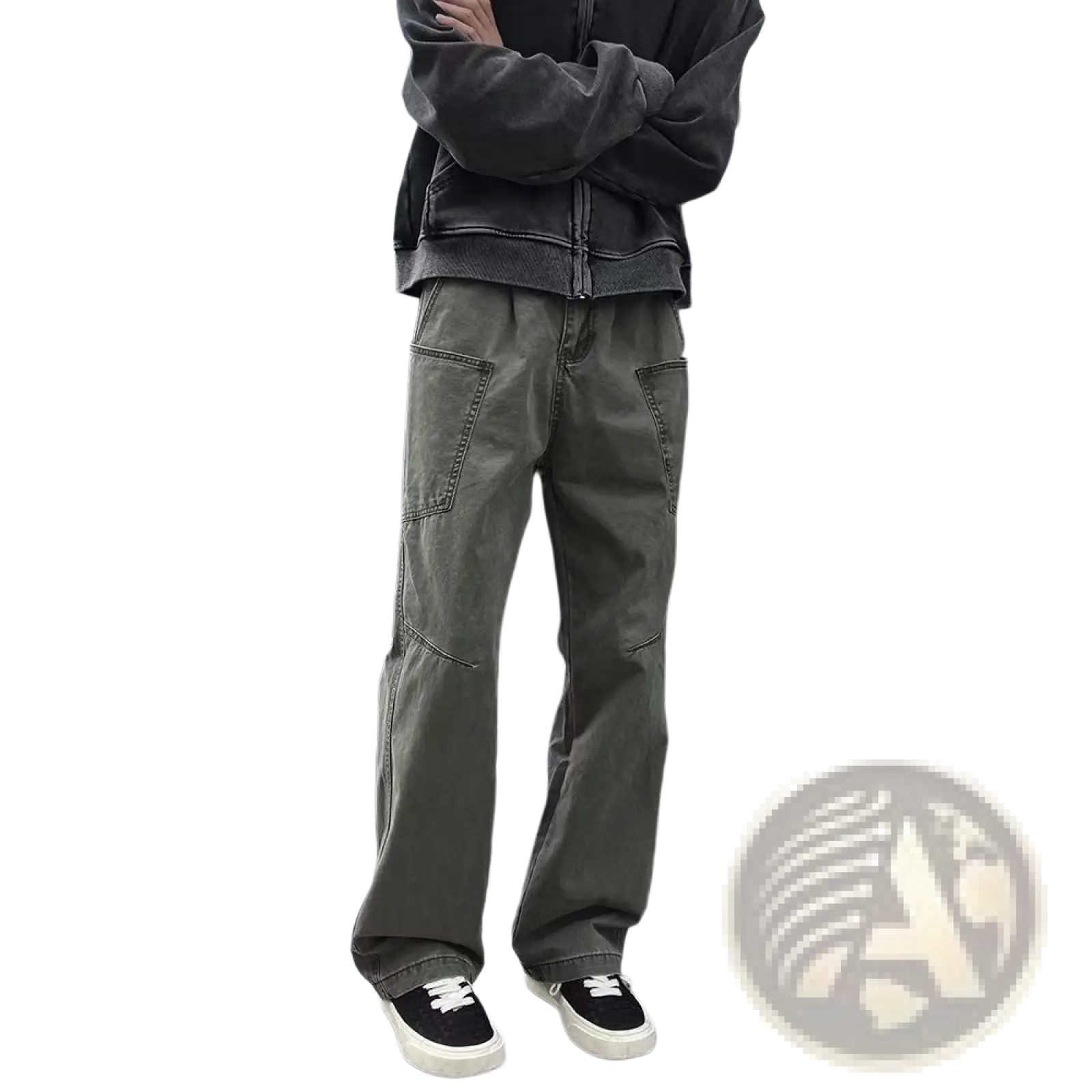 Olive green cotton cargo pants for men with multiple pockets and a relaxed fit suitable for workwear use