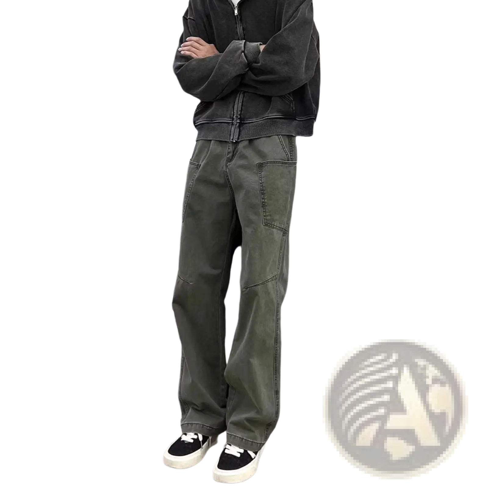 Olive green cotton cargo pants for men with multiple pockets and a relaxed fit ideal for workwear