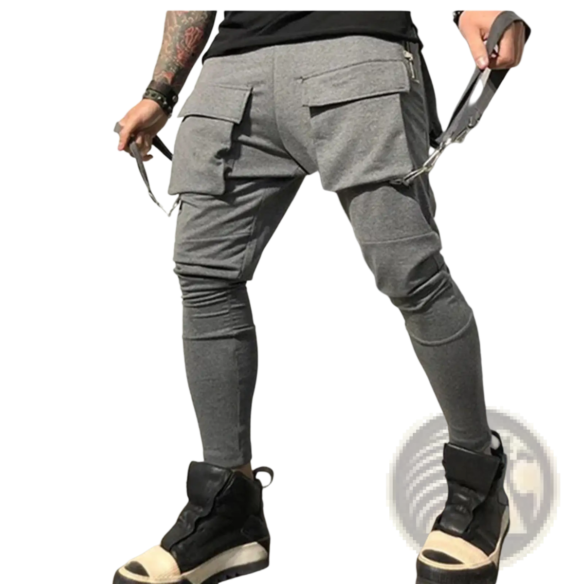 Olive green cargo sweatpants with slim fit gray cargo pants design multiple pockets and reinforced knee panels