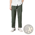 Olive green slim fit chino pants cropped casual trousers made from comfortable cotton blend fabric