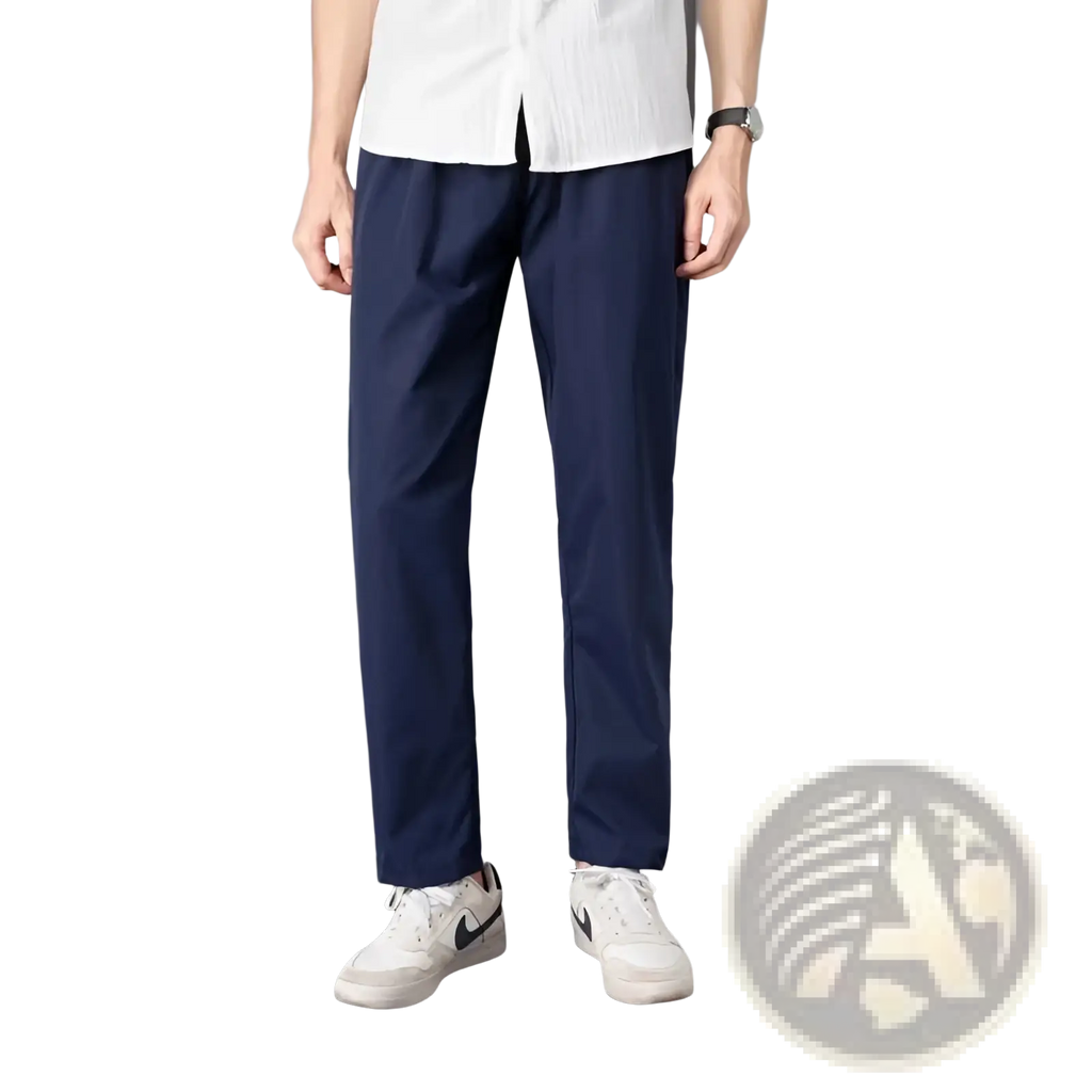Navy blue slim-fit cotton trousers showcased as part of olive green slim fit chino pants cropped casual collection