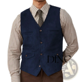 Navy blue suede western vest with four copper toned buttons and two front pockets from olive green suede collection