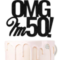 Black glittery omg im 50 cake topper for birthday celebrations made of durable material