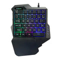 Black 7keys one handed rgb mechanical mini gaming keyboard with rgb backlighting and integrated wrist rest for gamers