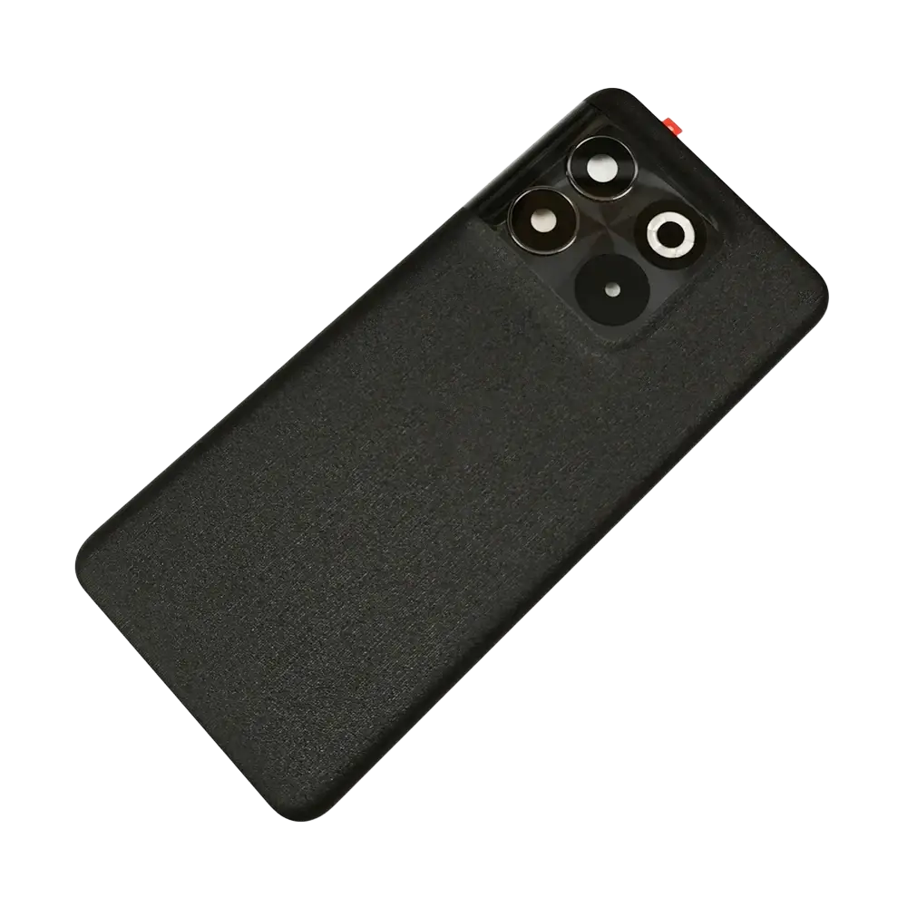 Black textured glass back cover replacement for oneplus 10t 5g with rectangular triple camera module and circular sensor