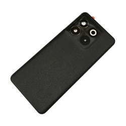 Black textured glass back cover replacement for oneplus 10t 5g with rectangular triple camera module and circular sensor