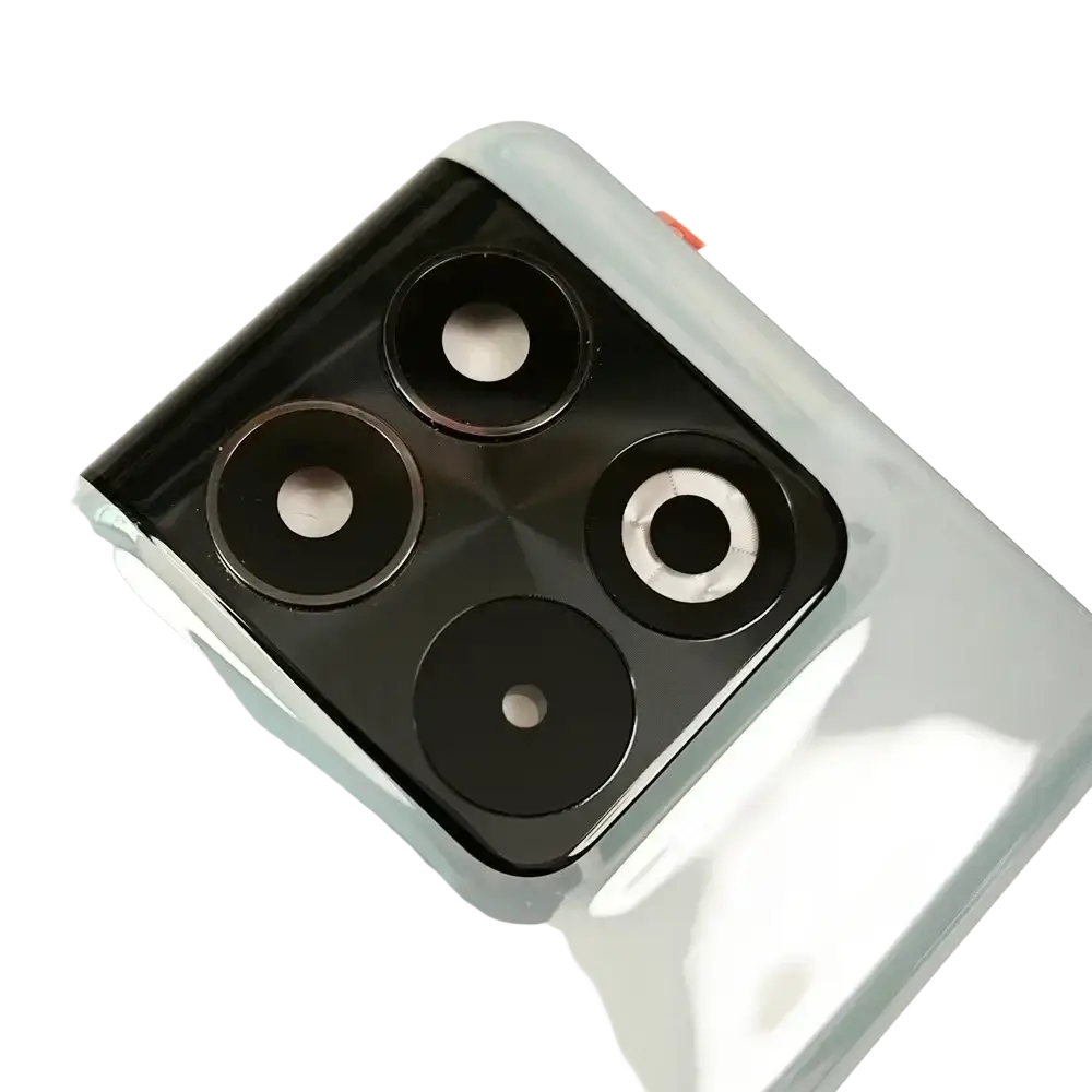 Light gray oneplus 10t back cover replacement with black 10t 5g glass camera module featuring three lenses