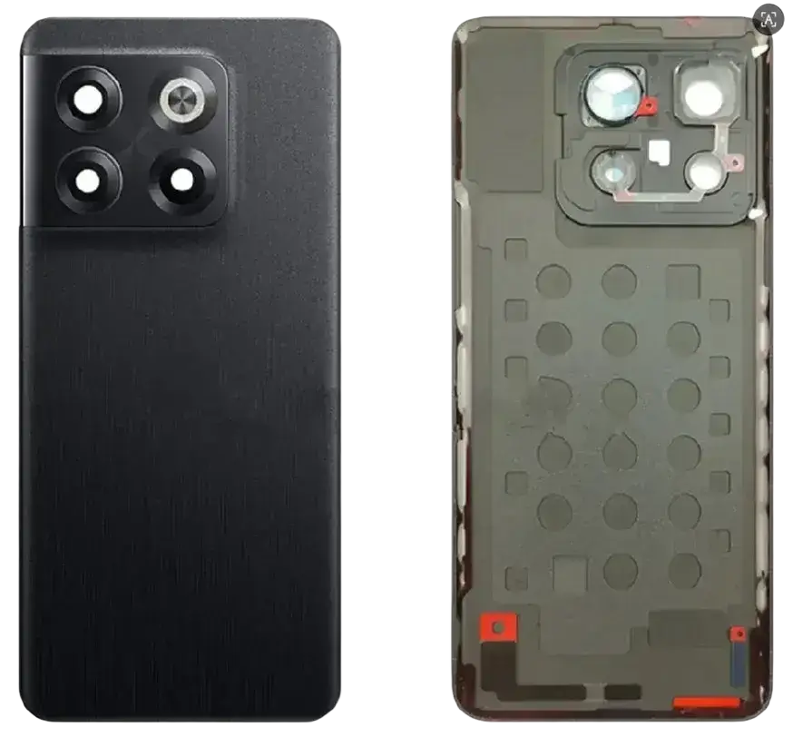 Black matte glass battery cover replacement panel for oneplus 10t with square four-lens camera module on back side
