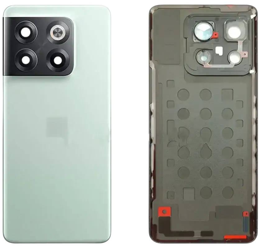Oneplus 10t light green glass battery cover back panel with black quad-lens camera module replacement battery cover