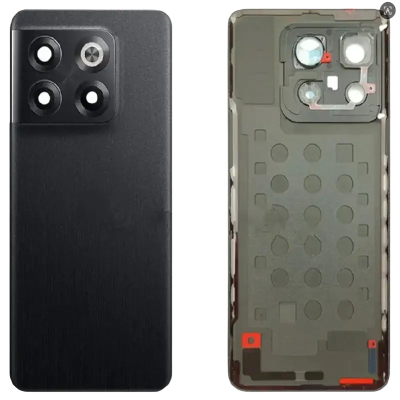 Black matte suitable oneplus 10t replacement glass back battery cover featuring a square array of four camera lenses