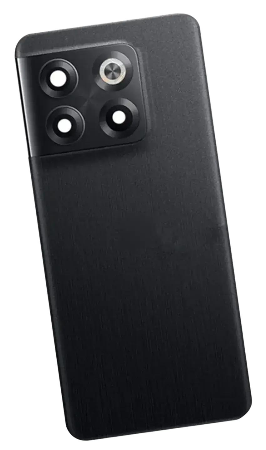 Black matte oneplus 10t replacement glass back battery cover showing square four-lens camera module suitable oneplus 10t