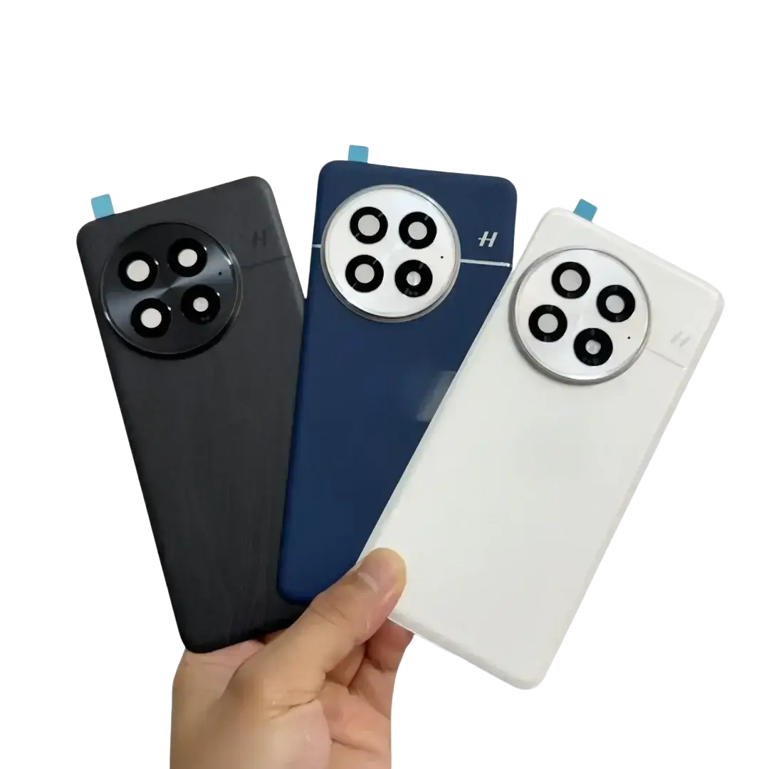 Oneplus 13 replacement back cover with camera frame glass lens in black blue and white featuring four-lens camera module