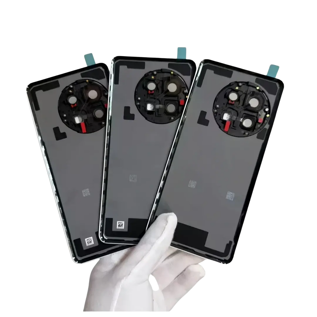 Three black glass back panels for xiaomi 13 pro smartphone featuring camera frame glass lens and circular camera frame design