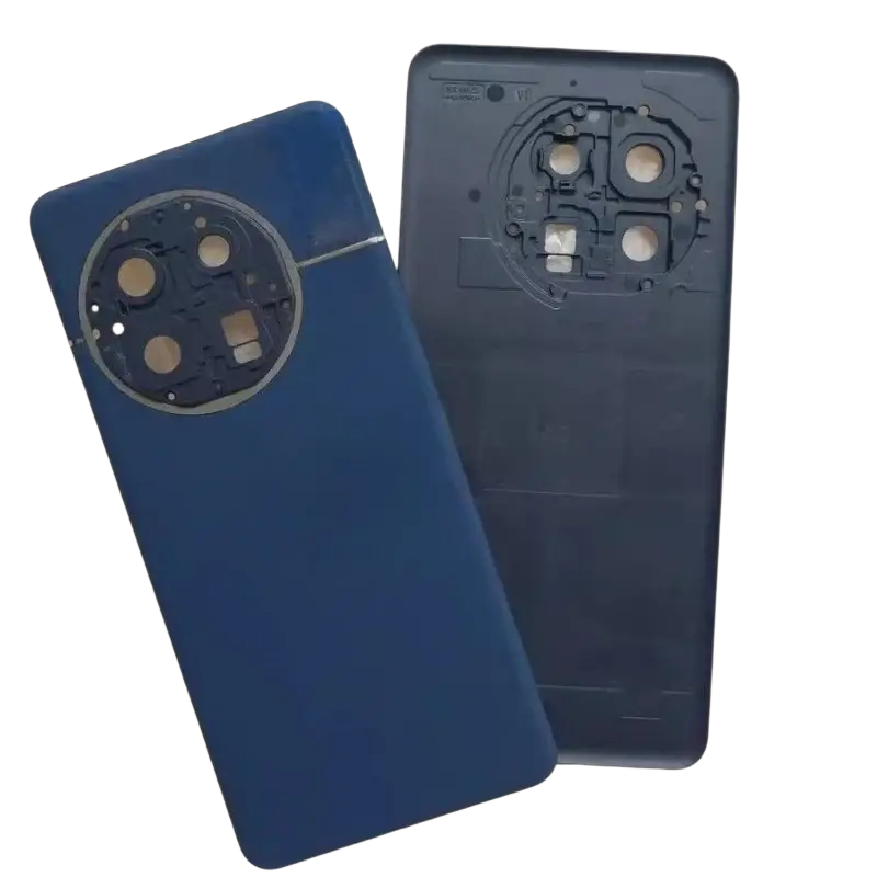 Blue matte oneplus 13 replacement glass back cover housing showing the back side with circular camera module