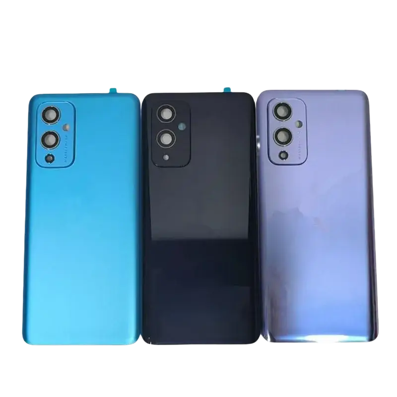 Back side of oneplus 9 glass back covers in blue black and iridescent purple for camera lens cover repair replace door