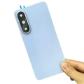 Light blue silicone oneplus nord replacement rear case with camera lens cutout and minimalist triple-camera design