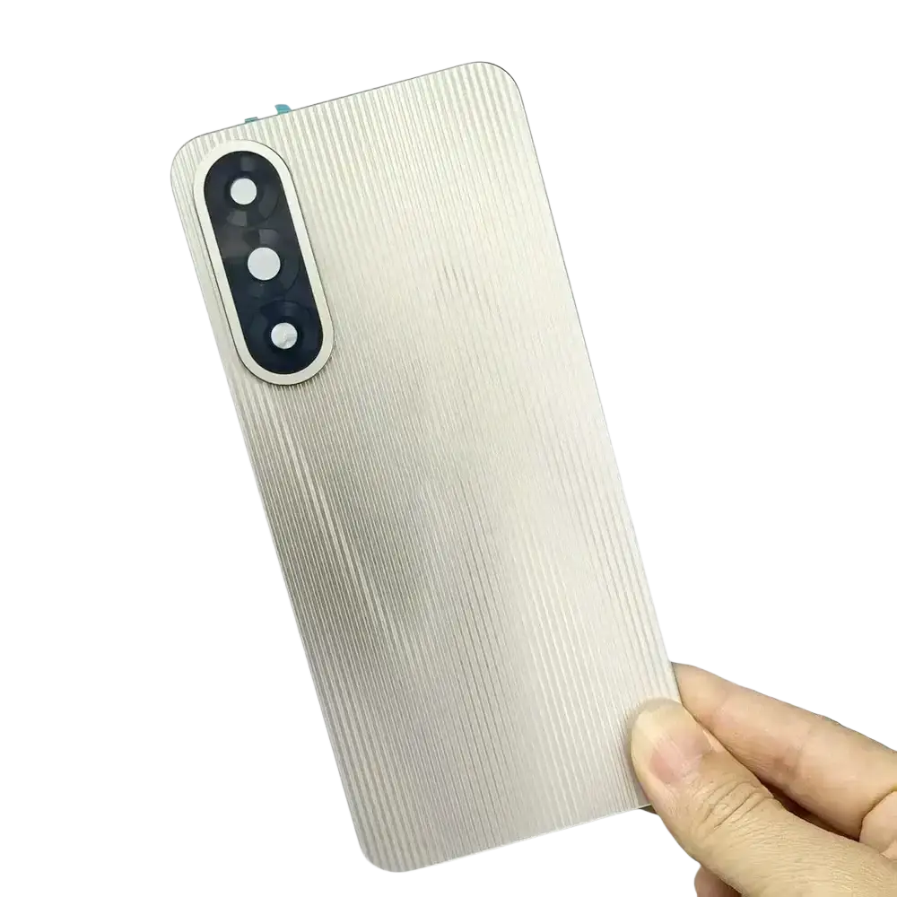 Oneplus nord replacement rear silver glass back cover with vertical brushed finish and triple camera lens module
