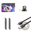 Onexplayer accessories pack full protection kit with black braided usb-c and usb-a charging cables with metallic connectors